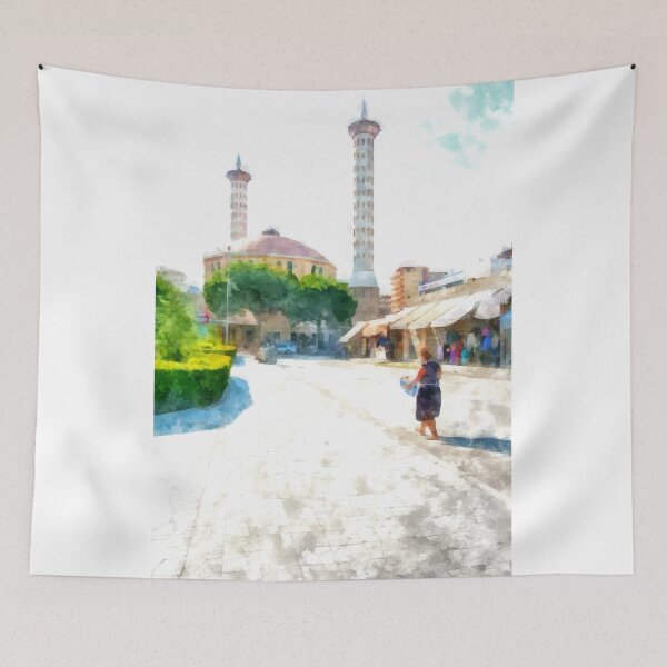 Item preview, Albania: woman walks towards the Fier Mosque designed and sold by Giuseppe Cocco.