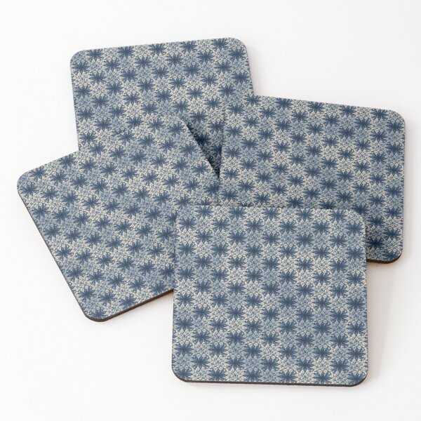 Item preview, Dark Navy Carolina Blue Cream Abstract Flower Pattern designed and sold by burbankdesigns.
