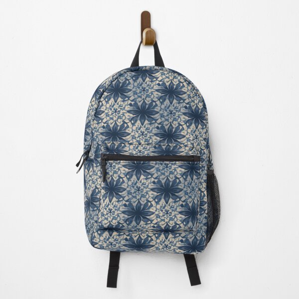 Item preview, Dark Navy Carolina Blue Cream Abstract Flower Pattern designed and sold by burbankdesigns.