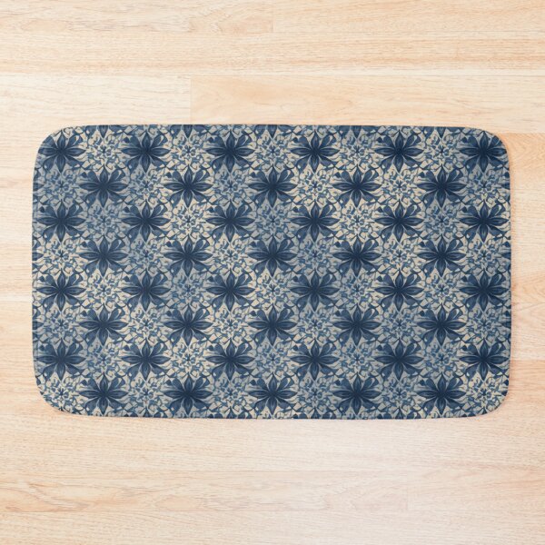 Item preview, Dark Navy Carolina Blue Cream Abstract Flower Pattern designed and sold by burbankdesigns.
