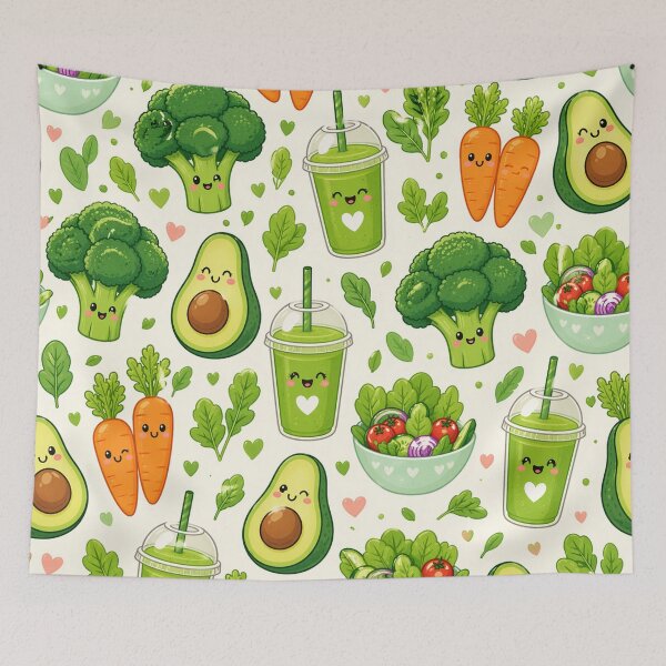 Item preview, Kawaii Vegan and Healthy Vegetable Pattern designed and sold by EsenciaZen.