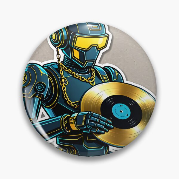 Item preview, Cyberpunk Robot DJ Mixing Gold Vinyl Record designed and sold by Prism Palette Studio.