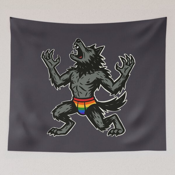 Item preview, Gay Pride Werewolf in Rainbow Undies designed and sold by Ghost on Toast.
