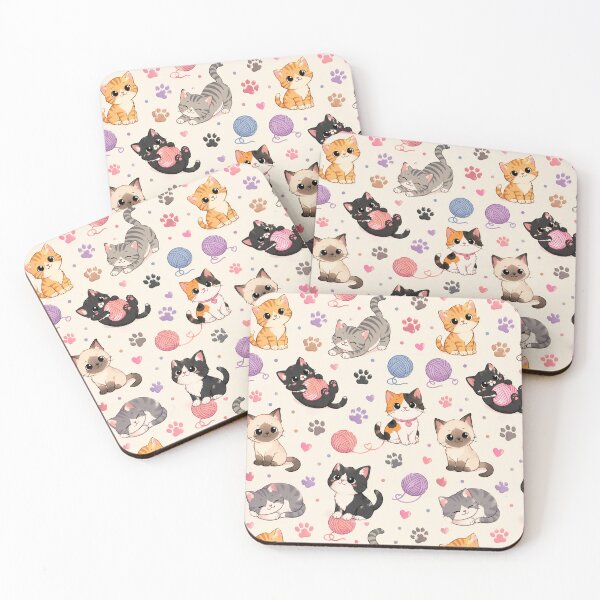 Item preview, Kawaii Kitten Playing with Yarn Pattern designed and sold by EsenciaZen.
