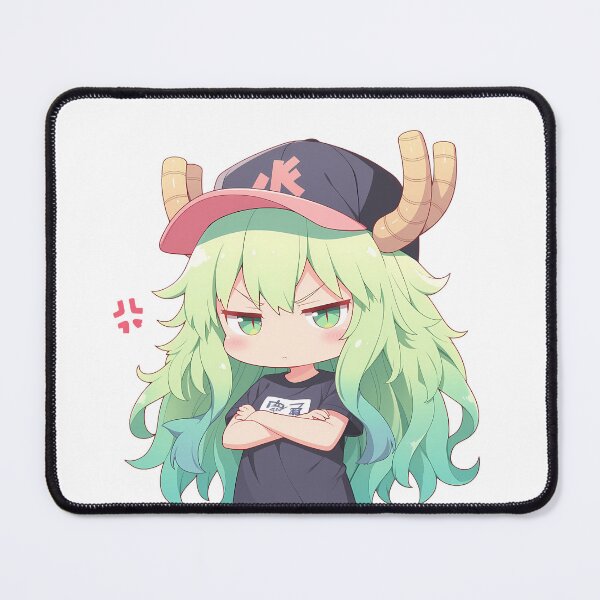 Item preview, Lucoa Miss Kobayashi Dragon Maid Chibi Angry Cap Green Hair designed and sold by 108Recordings.