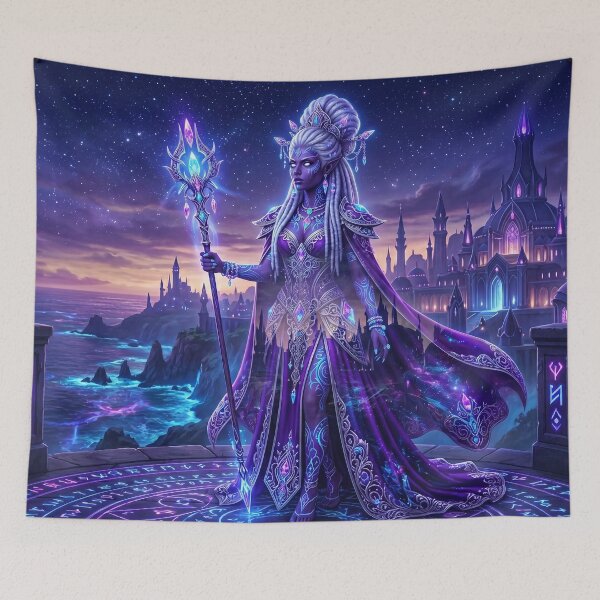Item preview, Nightborne Sorceress of Suramar - Arcane Purple Fantasy designed and sold by InspirAI.