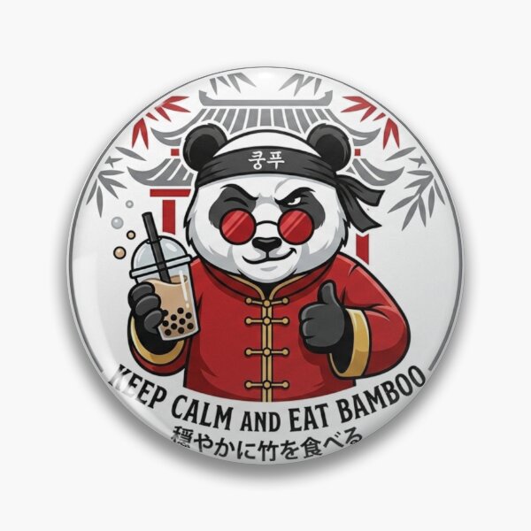 Item preview, Panda Kung Fu Master - Cool Panda with Red Shades & Bubble Tea designed and sold by K-Vibe Design Studio.