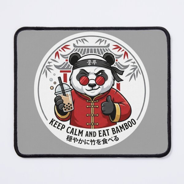 Item preview, Panda Kung Fu Master - Cool Panda with Red Shades & Bubble Tea designed and sold by K-Vibe Design Studio.