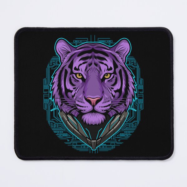 Item preview, Cyberpunk Tiger Head Neon Purple Futuristic Sci-Fi Wildlife designed and sold by el.azraq.