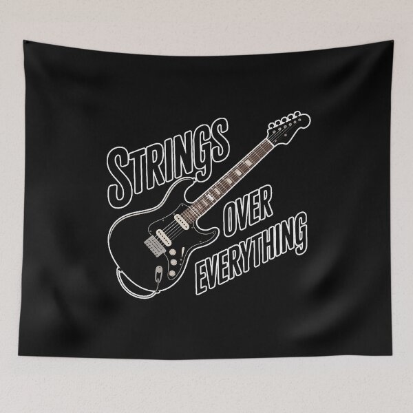 Item preview, Strings Over Everything Electric Guitar Minimal Rock Shirt designed and sold by ImaginedSpace7.