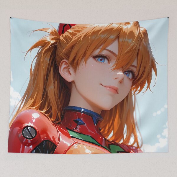 Item preview, Asuka Langley Soryu Neon Genesis Evangelion Red Plugsuit Sky Portrait designed and sold by SuperTeamCanada.