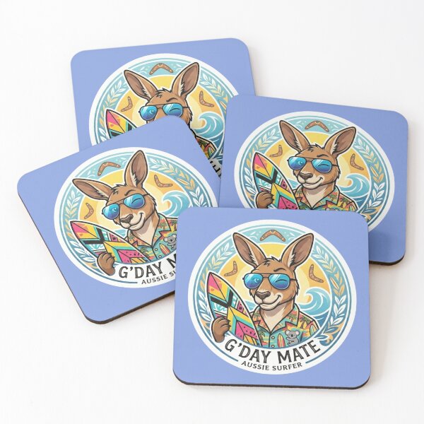 Item preview, Aussie Surfer Kangaroo - Cool Australian Kangaroo with Surfboard & Sunnies designed and sold by K-Vibe Design Studio.