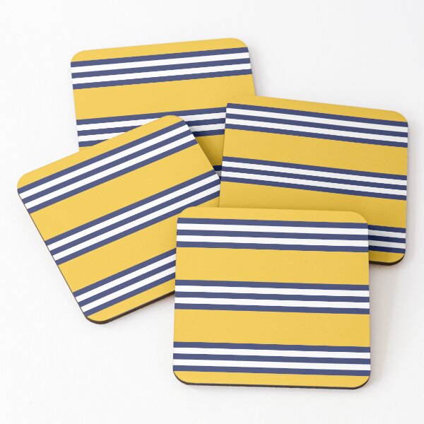 Item preview, Navy Blue & White Stripes on Golden Yellow designed and sold by PSCSCo.