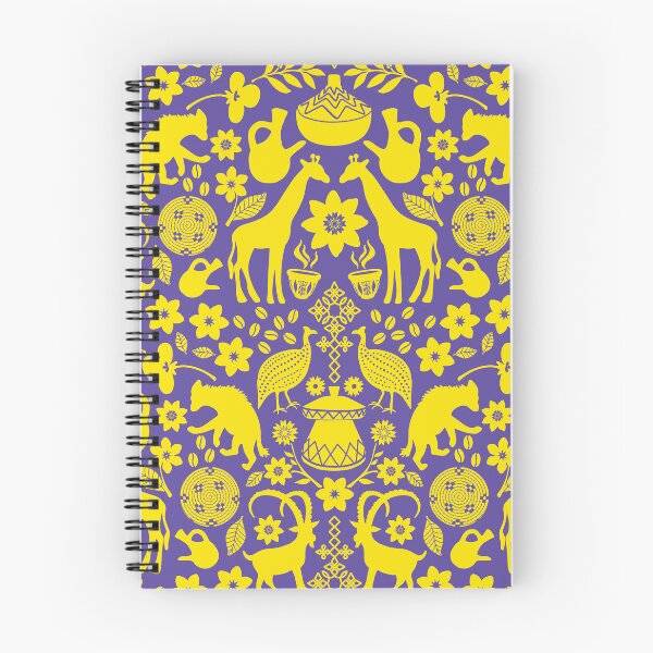 Item preview, Ethiopian designs repeating pattern in deep blue and yellow designed and sold by Jennifer Ladd.