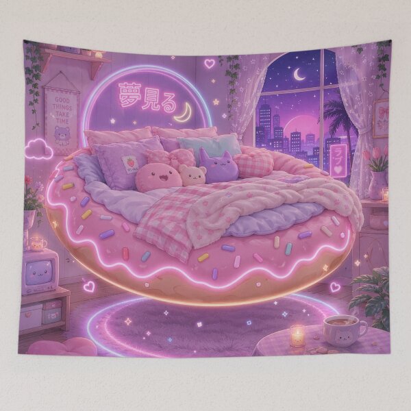 Item preview, Kawaii Neon Donut Magic Bedroom designed and sold by EsenciaZen.