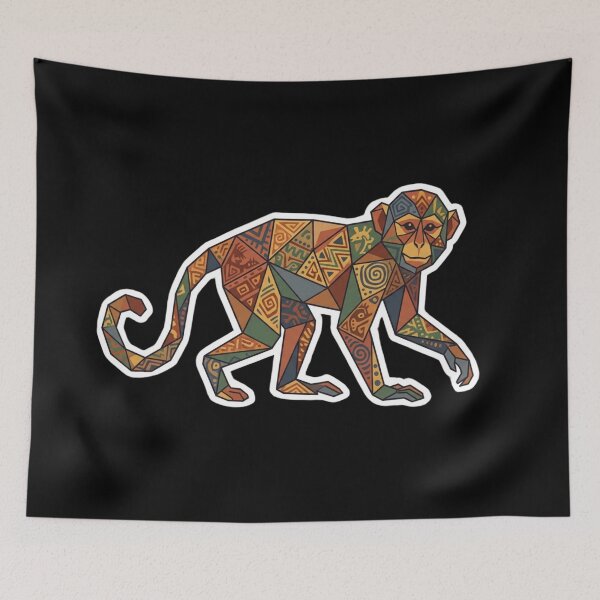 Item preview, Ethnic Geometric Monkey Sticker – Colorful Tribal Design for Animal Lovers designed and sold by bsbd-action.