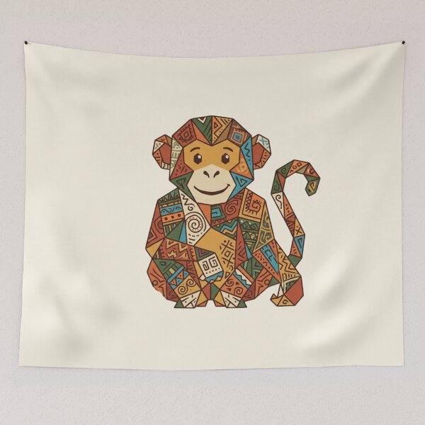 Item preview, Geometric Smiling Monkey Sticker – Cute Gift for Kids and Babies designed and sold by bsbd-action.