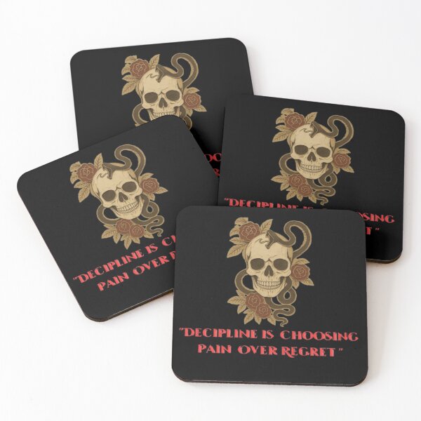Item preview, Discipline Over Regret Skull – Dark Motivational Gothic Snake & Rose Design designed and sold by CutePearlStudio.