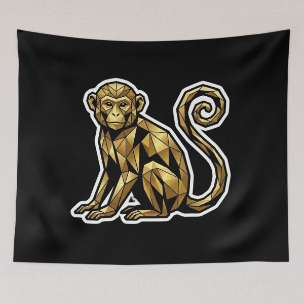Item preview, Geometric Gold Monkey Sticker – Luxury Design for Premium Style Lovers designed and sold by bsbd-action.