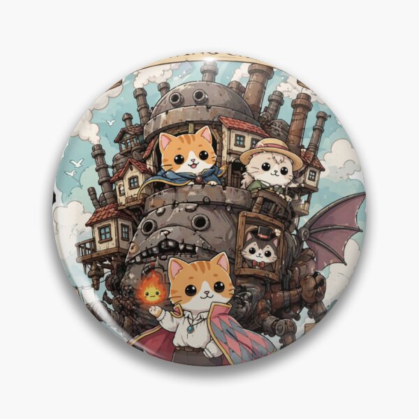 Item preview, Howl's Meowing Castle - Cute Ghibli Inspired Cat Parody Sticker designed and sold by anandariki.