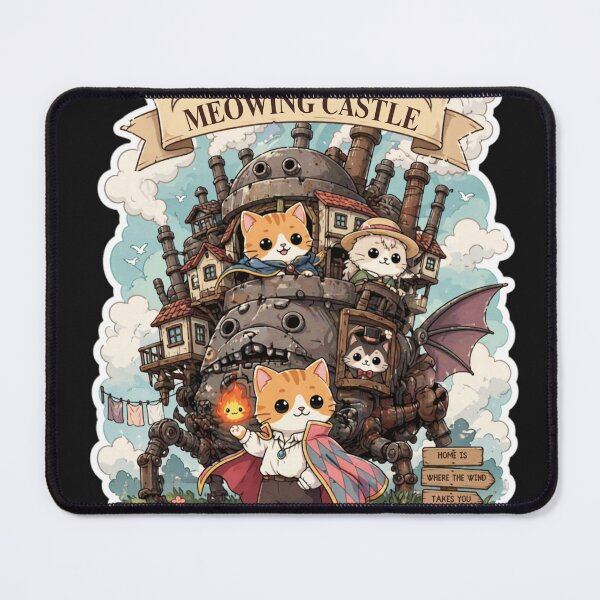 Item preview, Howl's Meowing Castle - Cute Ghibli Inspired Cat Parody Sticker designed and sold by anandariki.