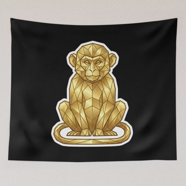 Item preview, Symmetrical Golden Monkey Sticker – Sacred Geometric Art for Special Gift designed and sold by bsbd-action.