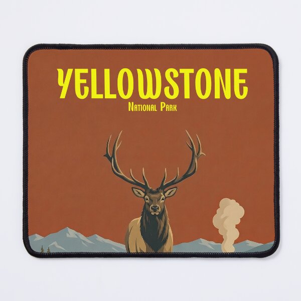 Item preview, Majestic Elk and Geyser Yellowstone National Park designed and sold by NeuralVibe.