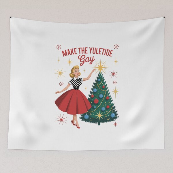Item preview, Make The Yuletide Gay Subtle Pride Lesbian Bisexual Christmas Bi Pride Queer Christmas Crewneck Bisexual Pride designed and sold by IdunayaStore.