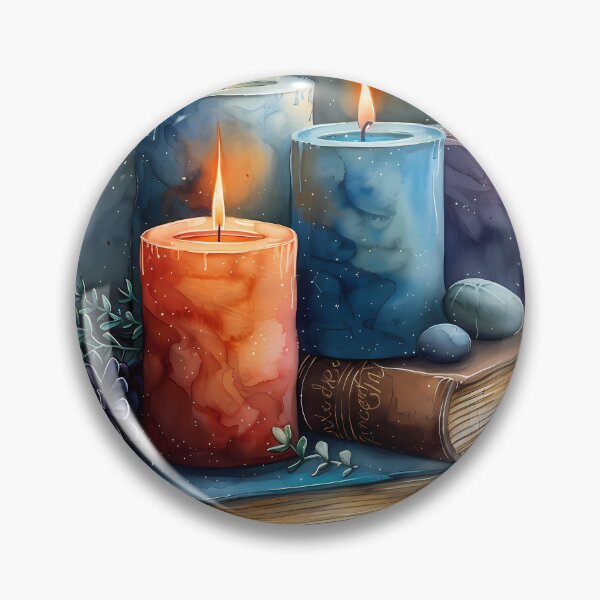 Item preview, Watercolor Zen Candles and Vintage Books – Cozy Dark Academia Art designed and sold by VineVibe16Studio.