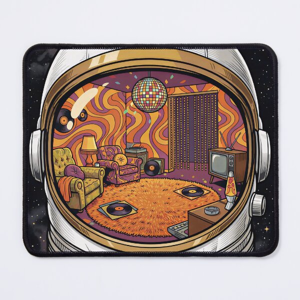 Item preview, Groovy Galaxy: Psychedelic 1970s Retro Living Room Astronaut Helmet designed and sold by bgrzblkdigital.