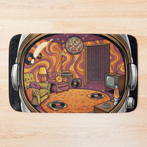 Item preview, Groovy Galaxy: Psychedelic 1970s Retro Living Room Astronaut Helmet designed and sold by bgrzblkdigital.
