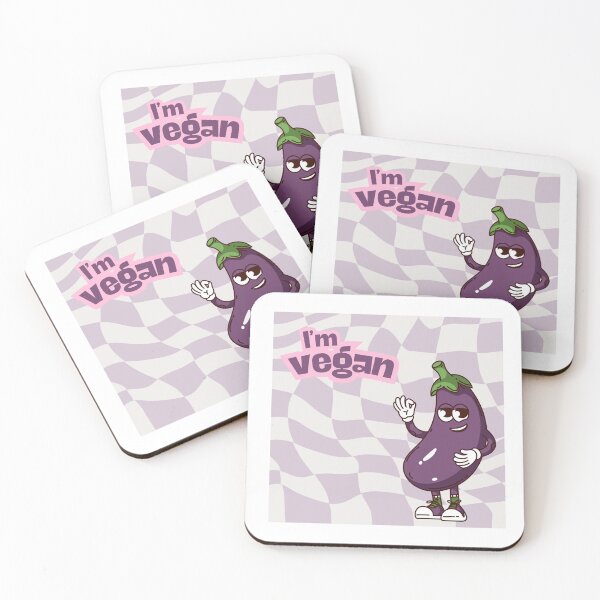 Item preview, Retro Eggplant Mascot - "I'm Vegan" Vintage Cartoon designed and sold by GoodBaguette.