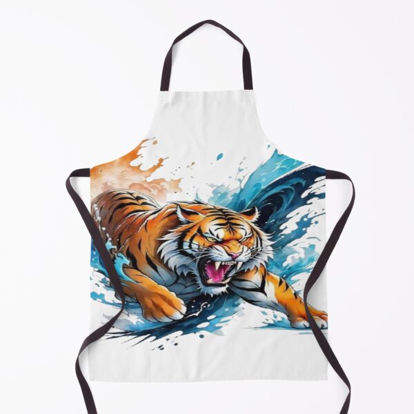 Item preview, Fierce Roaring Tiger Splash Art – Aggressive Wild Animal Illustration, Cool Tattoo Style Big Cat Design designed and sold by Kanvasly.