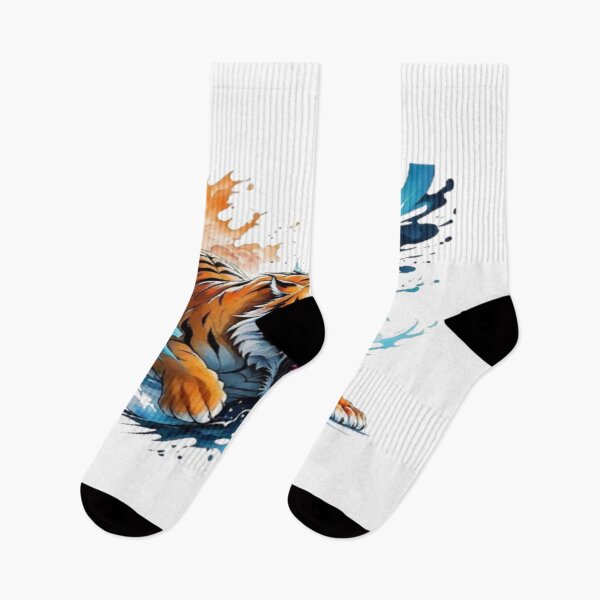 Item preview, Fierce Roaring Tiger Splash Art – Aggressive Wild Animal Illustration, Cool Tattoo Style Big Cat Design designed and sold by Kanvasly.