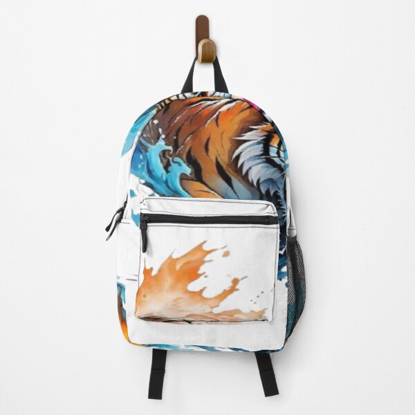 Item preview, Fierce Roaring Tiger Splash Art – Aggressive Wild Animal Illustration, Cool Tattoo Style Big Cat Design designed and sold by Kanvasly.