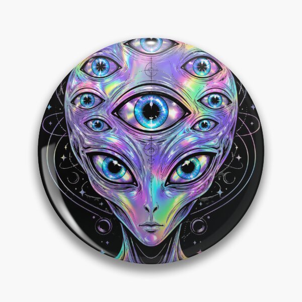 Item preview, Liquid Chrome Multi-Eyed Holographic Alien designed and sold by EsenciaZen.