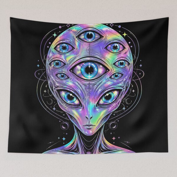 Item preview, Liquid Chrome Multi-Eyed Holographic Alien designed and sold by EsenciaZen.