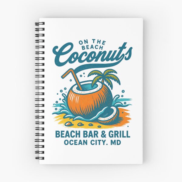 Item preview, Ocean City Maryland Beach Bar — Vintage Coconut Tropical Illustration designed and sold by Colorful-Garden.