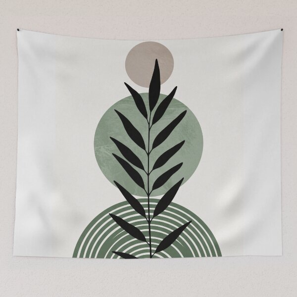 Item preview, Boho Leaf Abstract Neutral Minimal Wall Art designed and sold by PixorStudio.