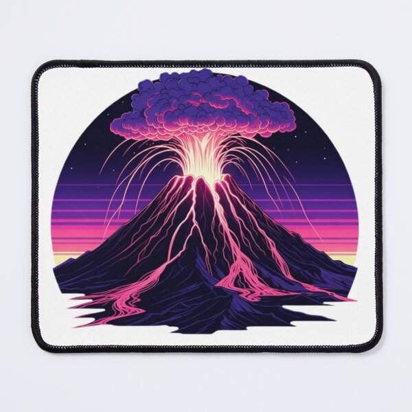 Item preview, Retro Synthwave Volcano Neon Eruption Art Print designed and sold by Sky-bully.