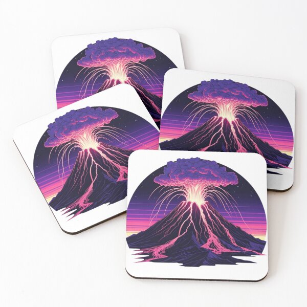 Item preview, Retro Synthwave Volcano Neon Eruption Art Print designed and sold by Sky-bully.