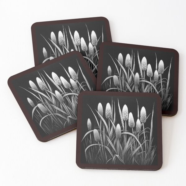 Item preview, Foxtail Grass Black and White Botanical Illustration designed and sold by inkoutninja.