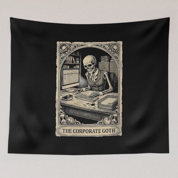 Item preview, Womens Corporate Goth Tarot Card Skeleton Funny Office Worker designed and sold by ElaineZPink.