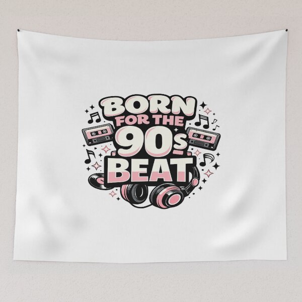 Item preview, Born for the 90s Beat • Retro Music Art with Cassettes & Vinyl • 90s Nostalgia Design designed and sold by Bright Nest Studio.