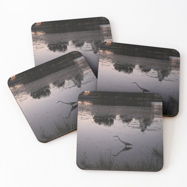 Item preview, Sneaking Heron at Sunset at Ironbark Lake designed and sold by getmybookstore.