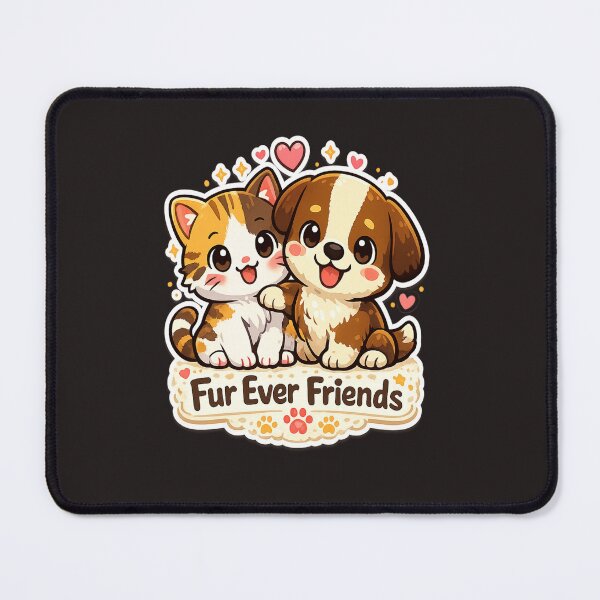 Item preview, Cute Cat and Dog Fur Ever Friends Kawaii Sticker Pet Lover Gift designed and sold by Artbysarmina.