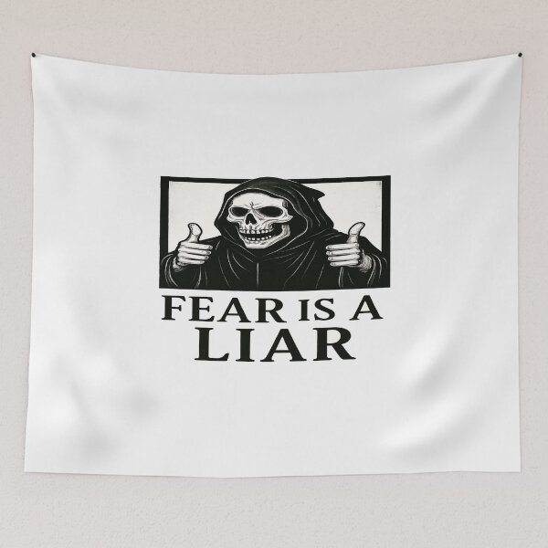 Item preview, Fear Is a Liar • Grim Reaper Thumbs‑Up Art • Motivational Dark Humor Retro Design designed and sold by Bright Nest Studio.