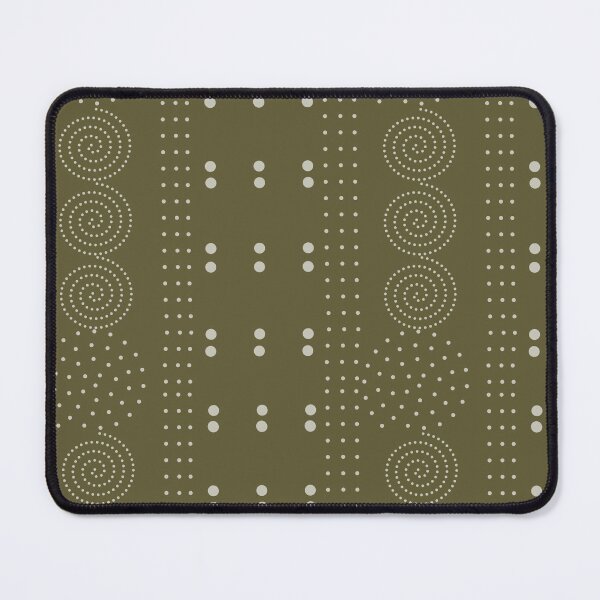 Item preview, Dots lines spirals - vertical linear design - deep olive green and beige  designed and sold by ahahdodo.