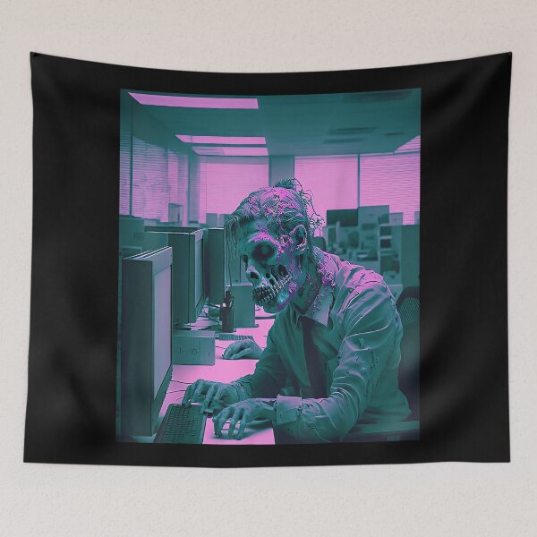 Item preview, Zombie Working In Corporate Office Vaporwave Halloween Art designed and sold by ElaineZPink.
