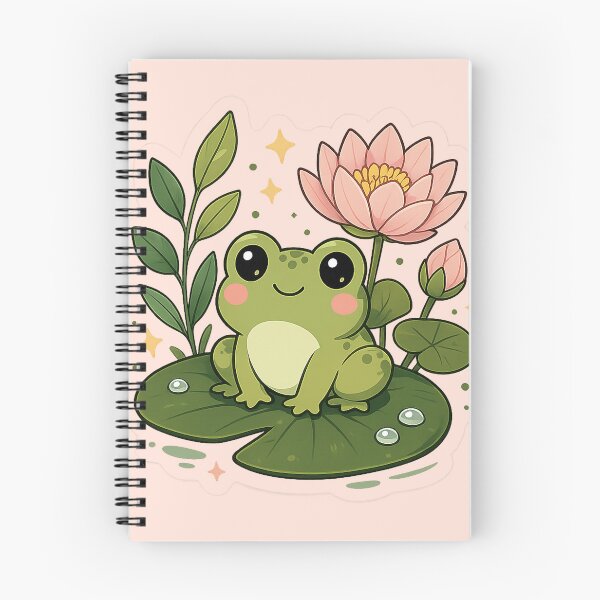 Item preview, cute frog lily pad sticker, kawaii frog illustration, frog aesthetic sticker, nature cute frog, pastel frog design designed and sold by DrizzyV.